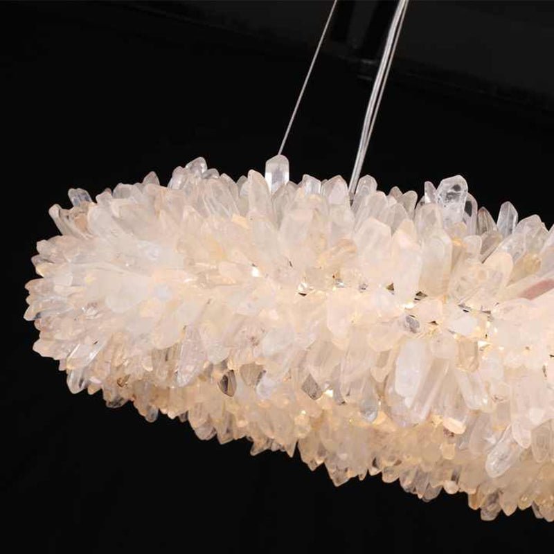 24-47 Inch Round Clear Geode Quartz Crystal Ring Pendant Light Modern Chandelier for Living Room - Diam 31.5''BrassBlushlighting