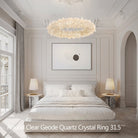 24-47 Inch Round Clear Geode Quartz Crystal Ring Pendant Light Modern Chandelier for Living Room - Diam 31.5''BrassBlushlighting