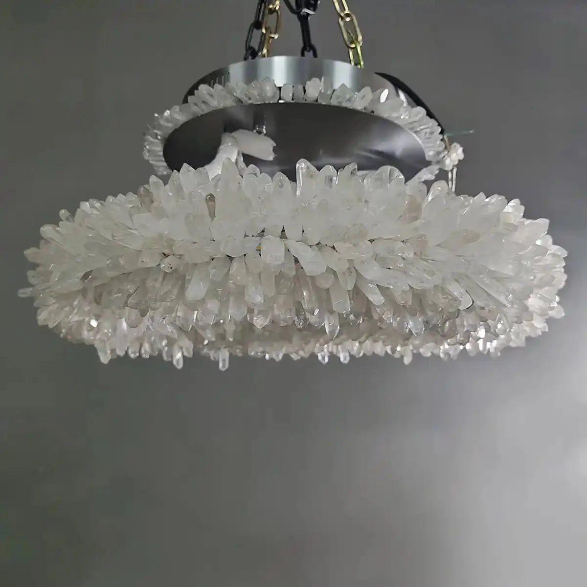 24 - 47 Inch Round Clear Geode Quartz Crystal Ring Pendant Light Modern Chandelier for Living Room - Custom 24'' FlushmountBrassBlushlighting