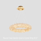 24 - 47 Inch Round Clear Geode Quartz Crystal Ring Pendant Light Modern Chandelier for Living Room - Blushlighting