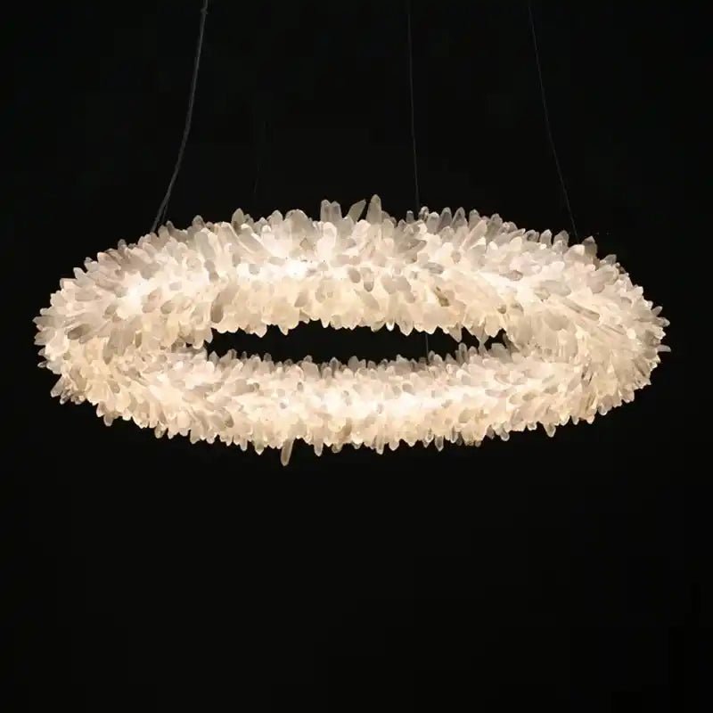 24 - 47 Inch Round Clear Geode Quartz Crystal Ring Pendant Light Modern Chandelier for Living Room - Blushlighting