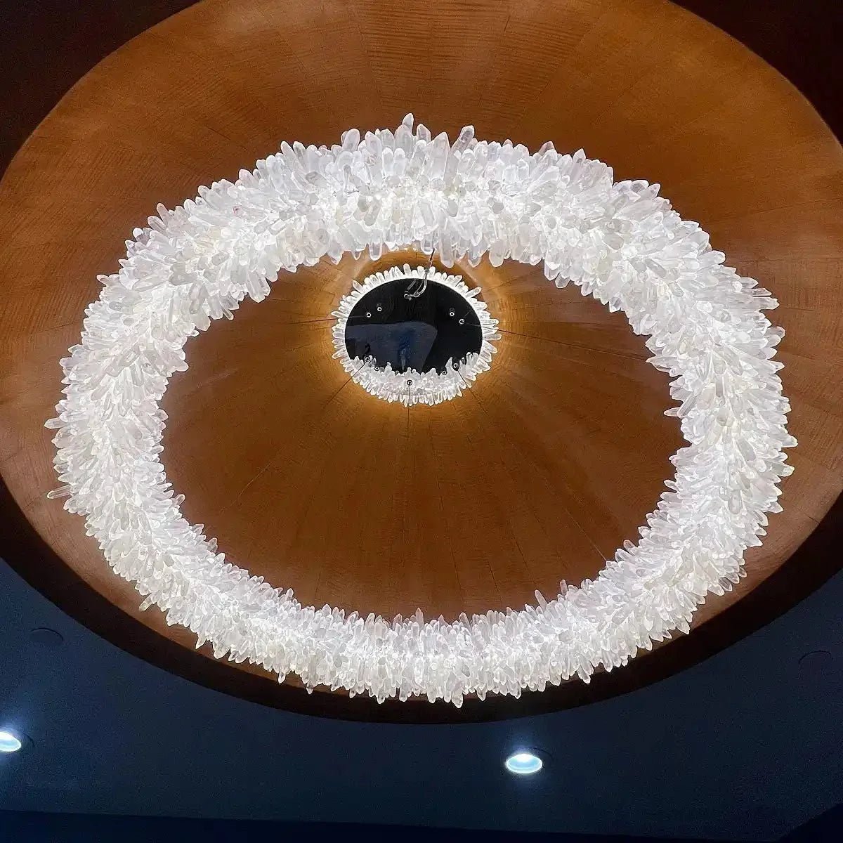 24 - 47 Inch Round Clear Geode Quartz Crystal Ring Pendant Light Modern Chandelier for Living Room - Diam 40''BrassBlushlighting