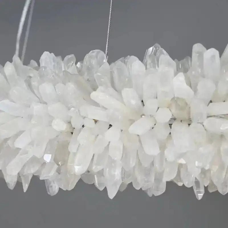 24 - 47 Inch Round Clear Geode Quartz Crystal Ring Pendant Light Modern Chandelier for Living Room - Custom 24'' FlushmountBrassBlushlighting