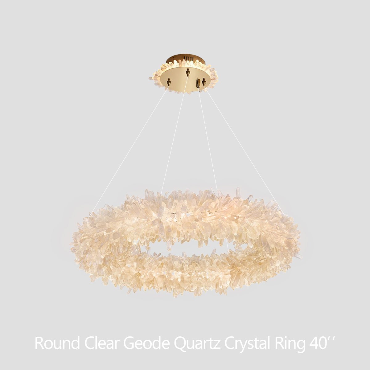24-47 Inch Round Clear Geode Quartz Crystal Ring Pendant Light Modern Chandelier for Living Room - Diam 31.5''BrassBlushlighting