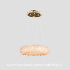 24 - 47 Inch Round Clear Geode Quartz Crystal Ring Pendant Light Modern Chandelier for Living Room - Blushlighting