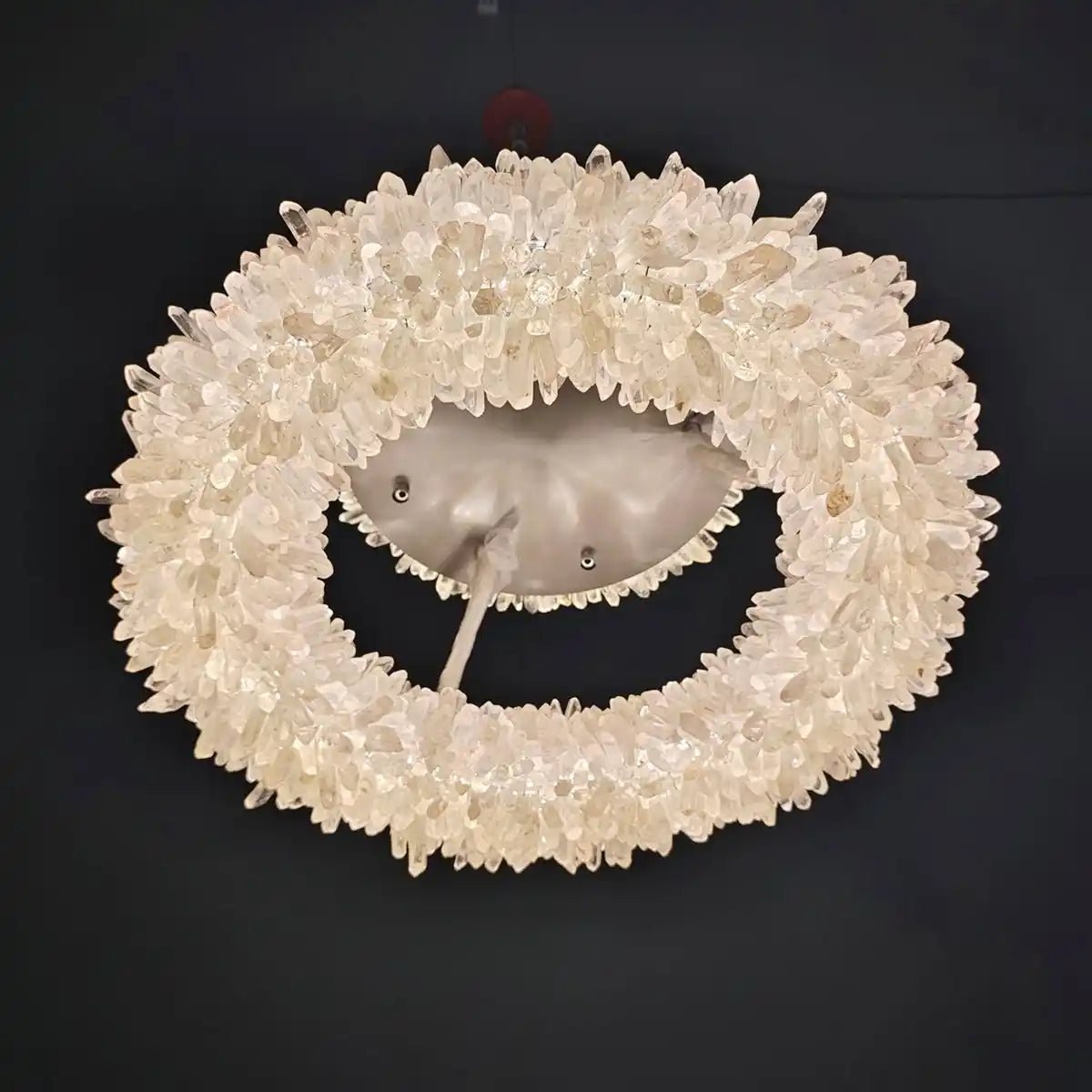 24 - 47 Inch Round Clear Geode Quartz Crystal Ring Pendant Light Modern Chandelier for Living Room - Blushlighting
