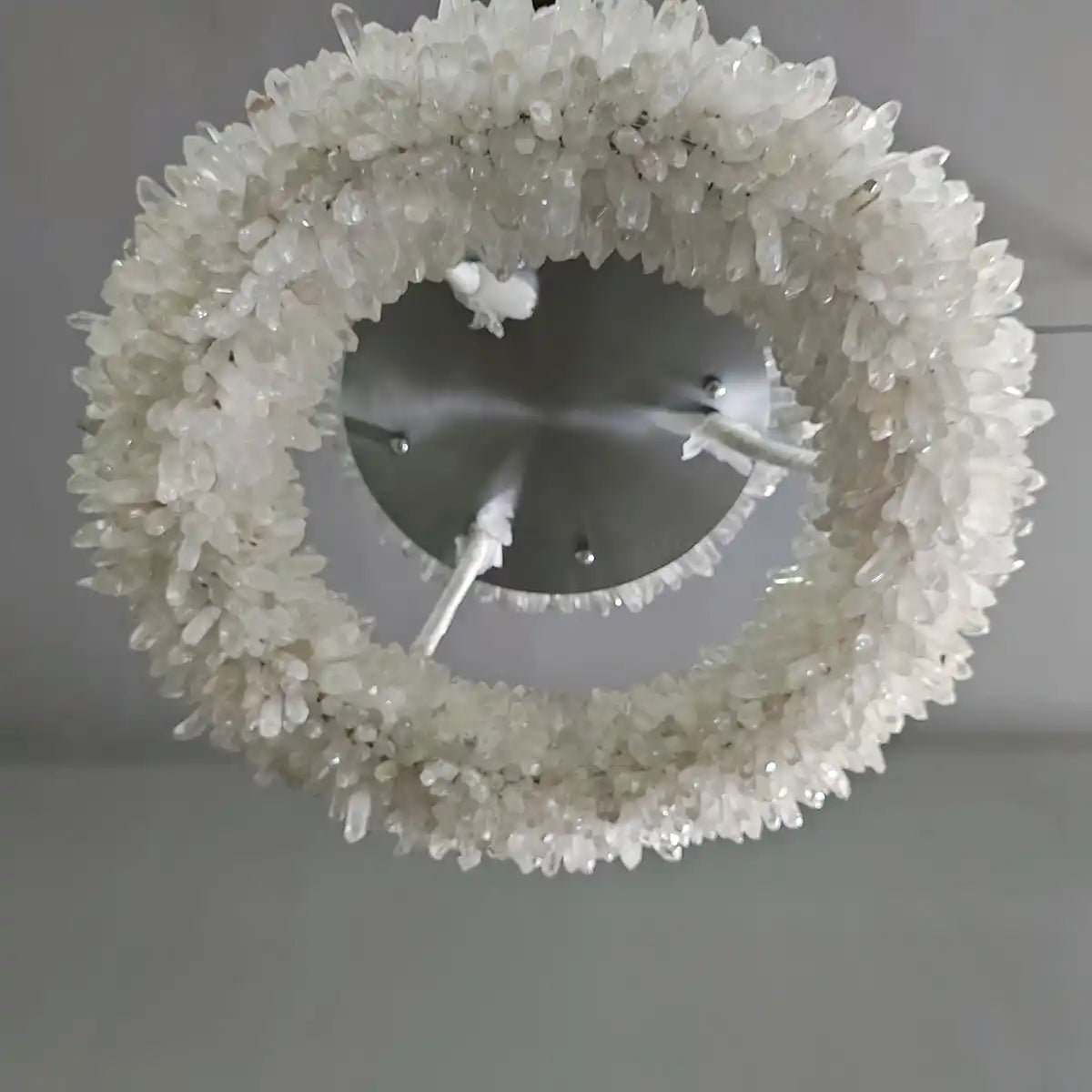 24 - 47 Inch Round Clear Geode Quartz Crystal Ring Pendant Light Modern Chandelier for Living Room - Blushlighting