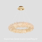 24 - 47 Inch Round Clear Geode Quartz Crystal Ring Pendant Light Modern Chandelier for Living Room - Blushlighting