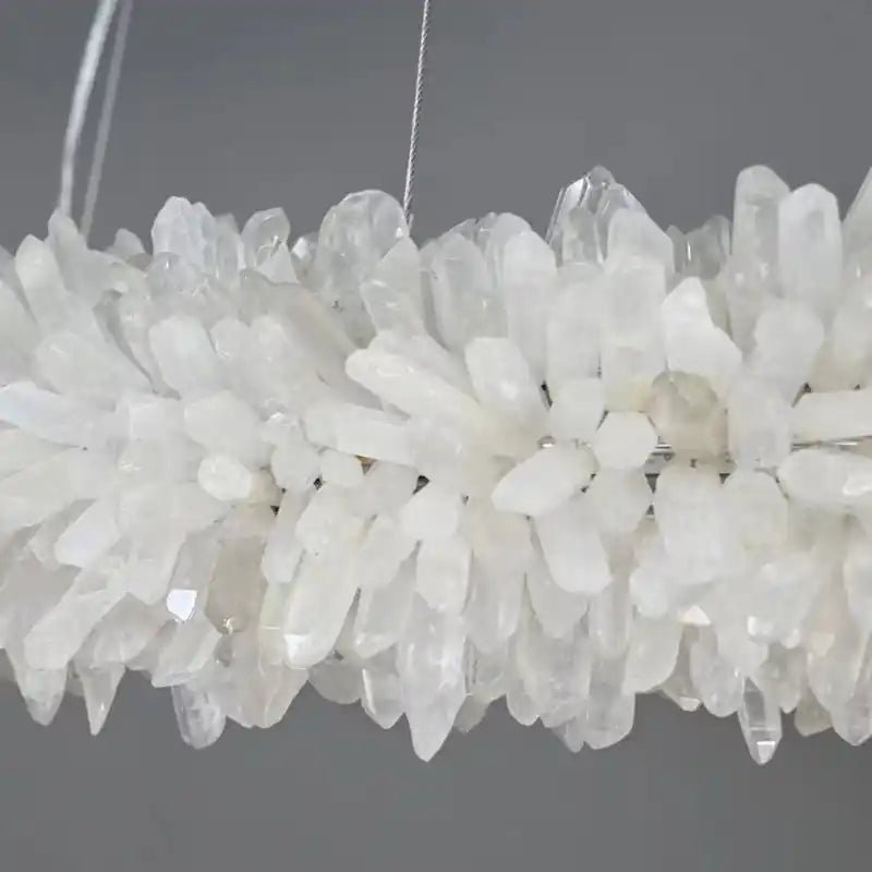 24 - 47 Inch Round Clear Geode Quartz Crystal Ring Pendant Light Modern Chandelier for Living Room - Blushlighting