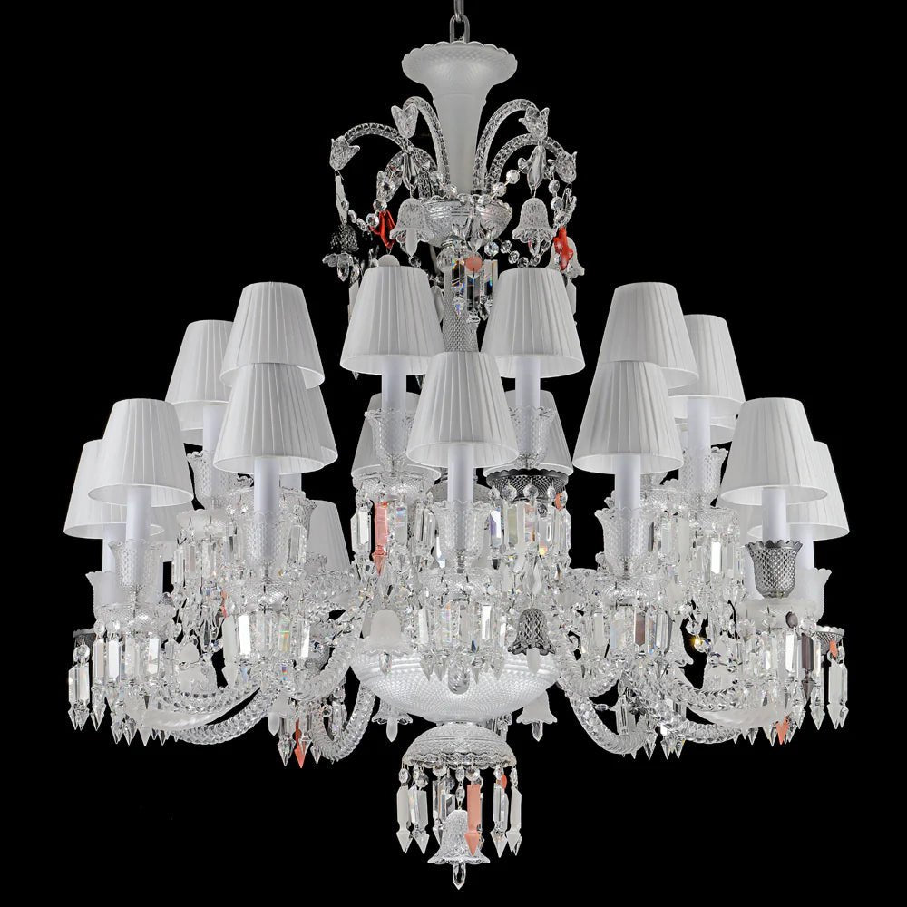 24 Lights Premium Crystal Chandelier with Lampshades - Blushlighting
