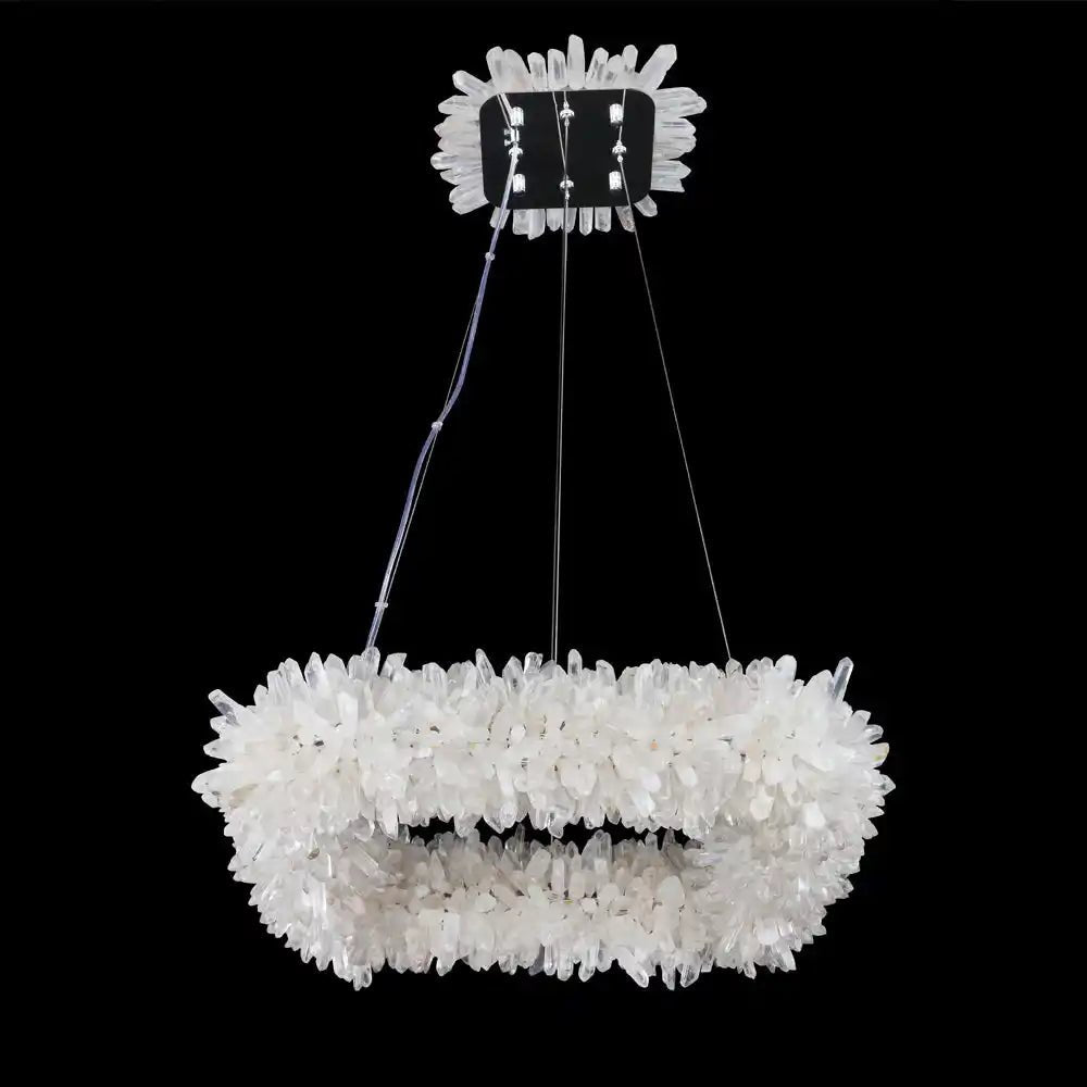24'' Square Modern Geode Quartz Crystal Chandelier - Blushlighting