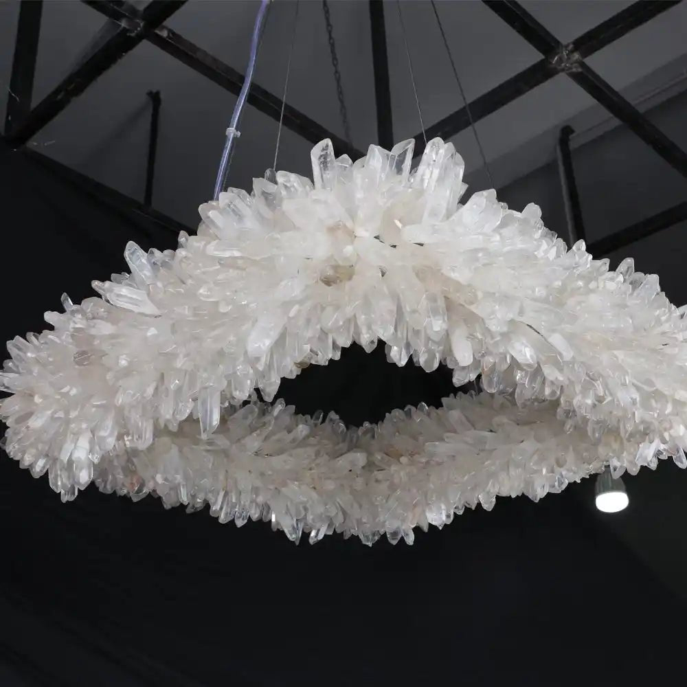 24'' Square Modern Geode Quartz Crystal Chandelier - Blushlighting