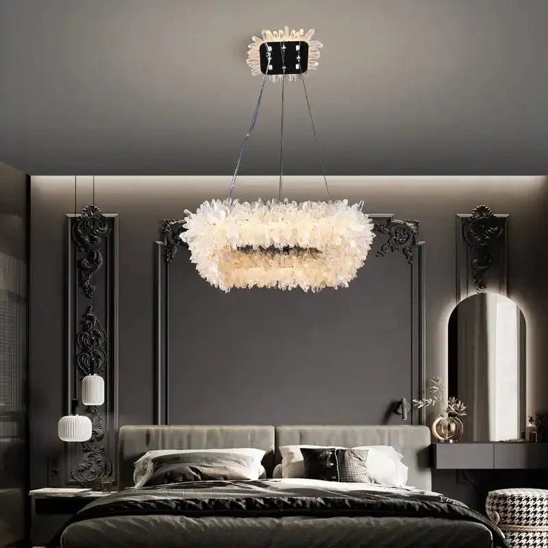 24'' Square Modern Geode Quartz Crystal Chandelier - Blushlighting