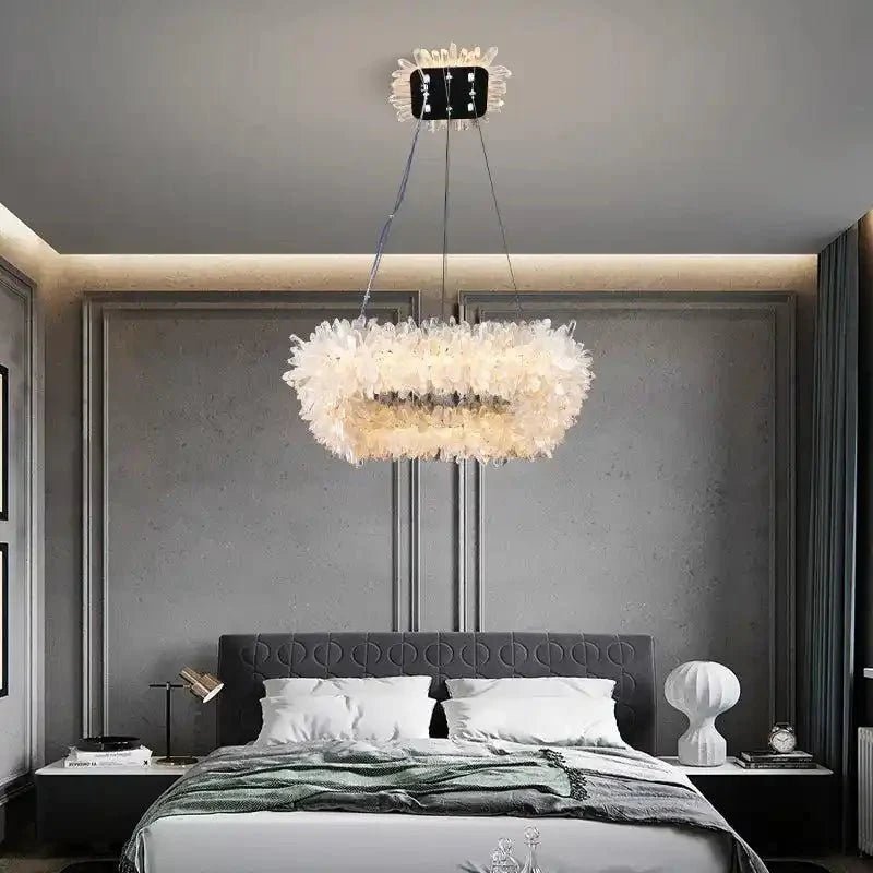 24'' Square Modern Geode Quartz Crystal Chandelier - Blushlighting