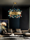 Blushlighting® Gold Round Colorful Crystal Chandelier for Living room, Kitchen Color crystal / Dia23.6*H15.7" / Warm White