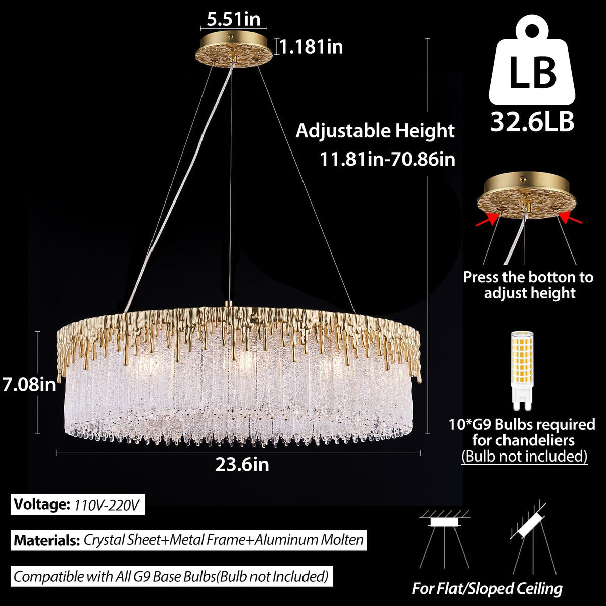 $2500+ Purchase Gift | Luxury Round Chandelier - GoldBlushlighting