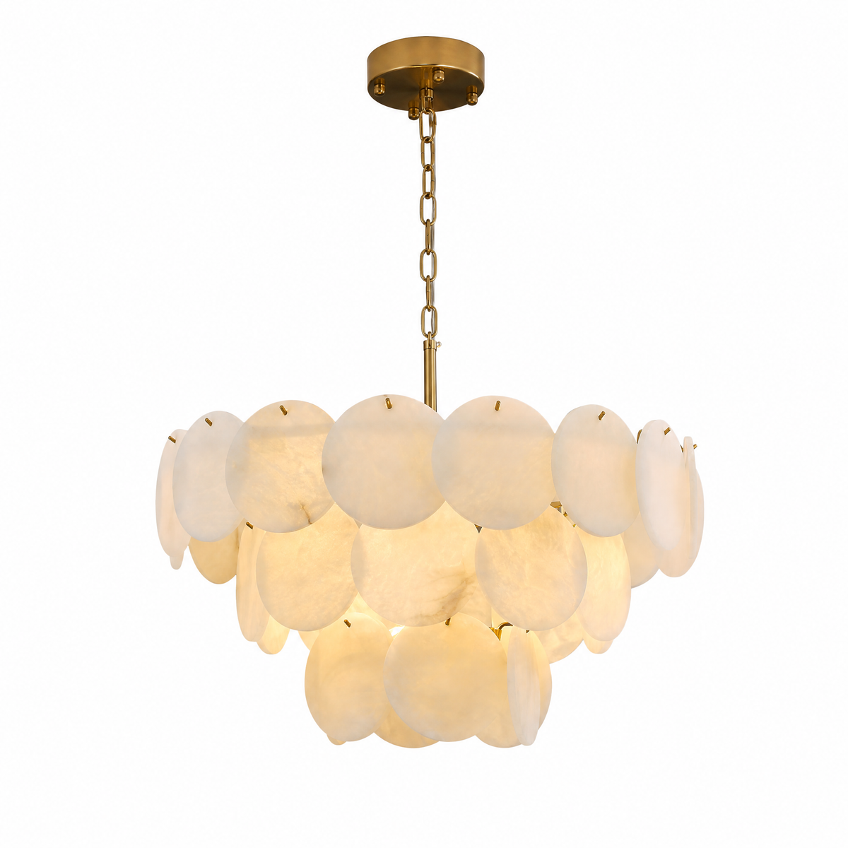 26" Natural Alabaster Round Chandelier