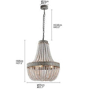 Blushlighting® Retro loft vintage rustic round wooden beads pendant lamp for living room, hotel, kitchen Dia27