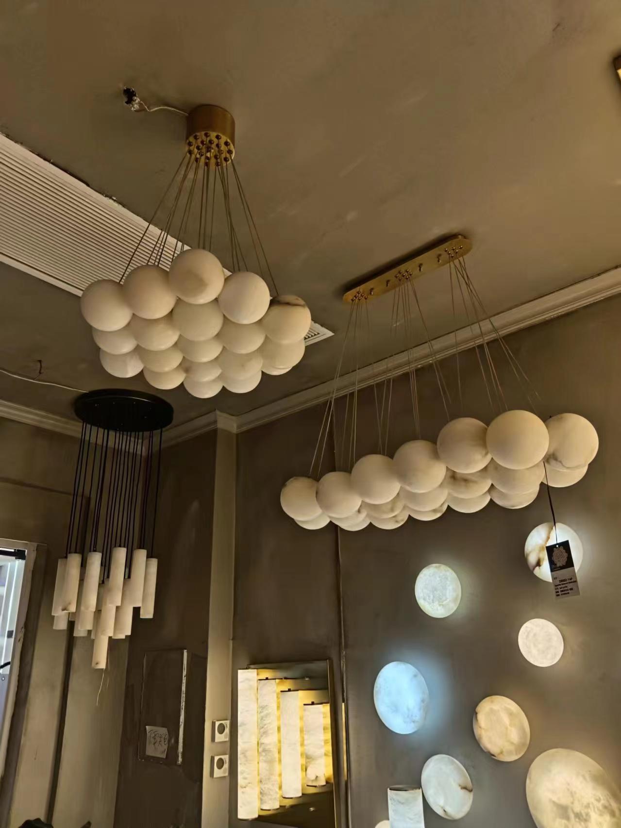 27 - Alabaster Ball Chandelier, Luxury Model Lighting - Blushlighting
