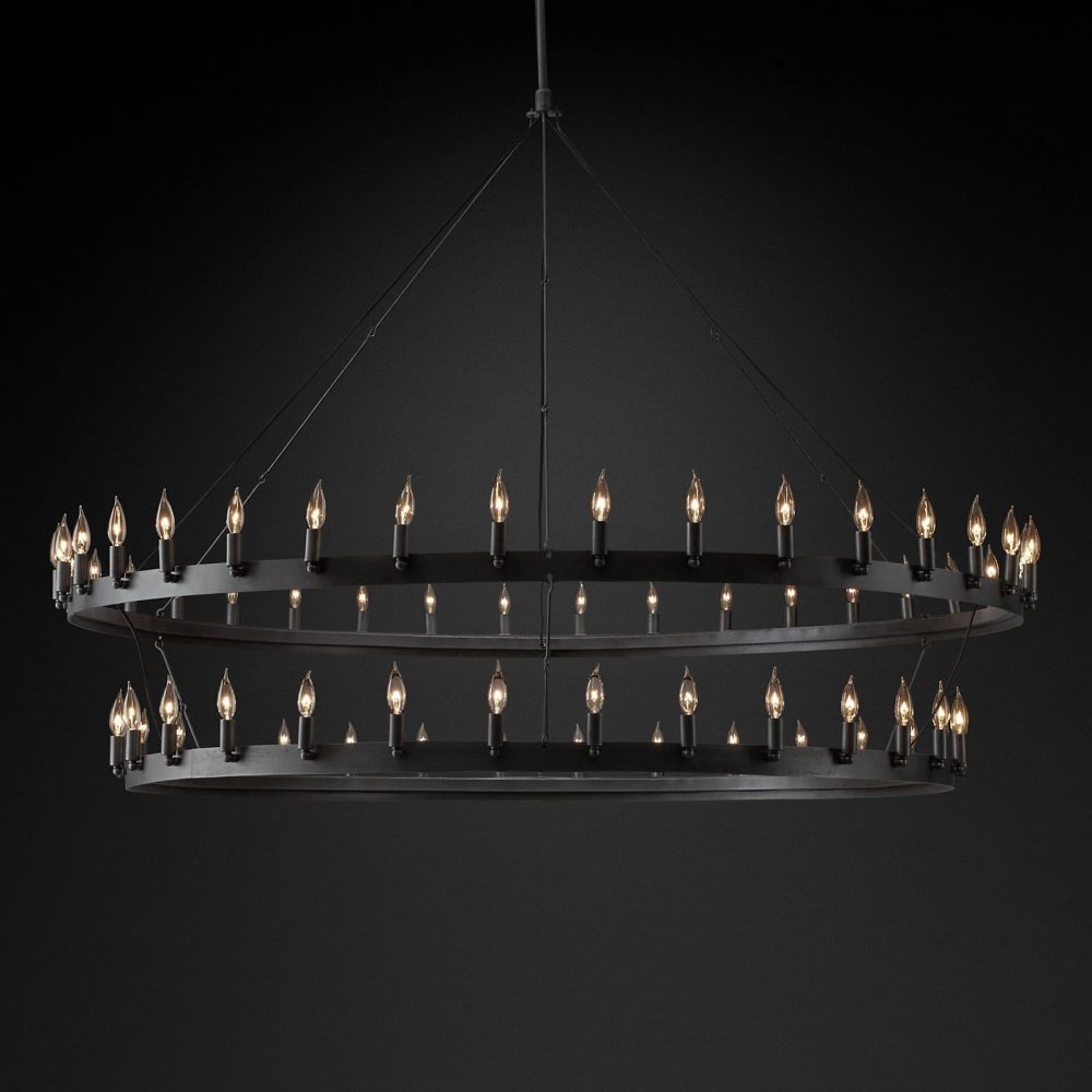 Camina Vintage Candelabra 2-Tier Round Chandelier 73''D