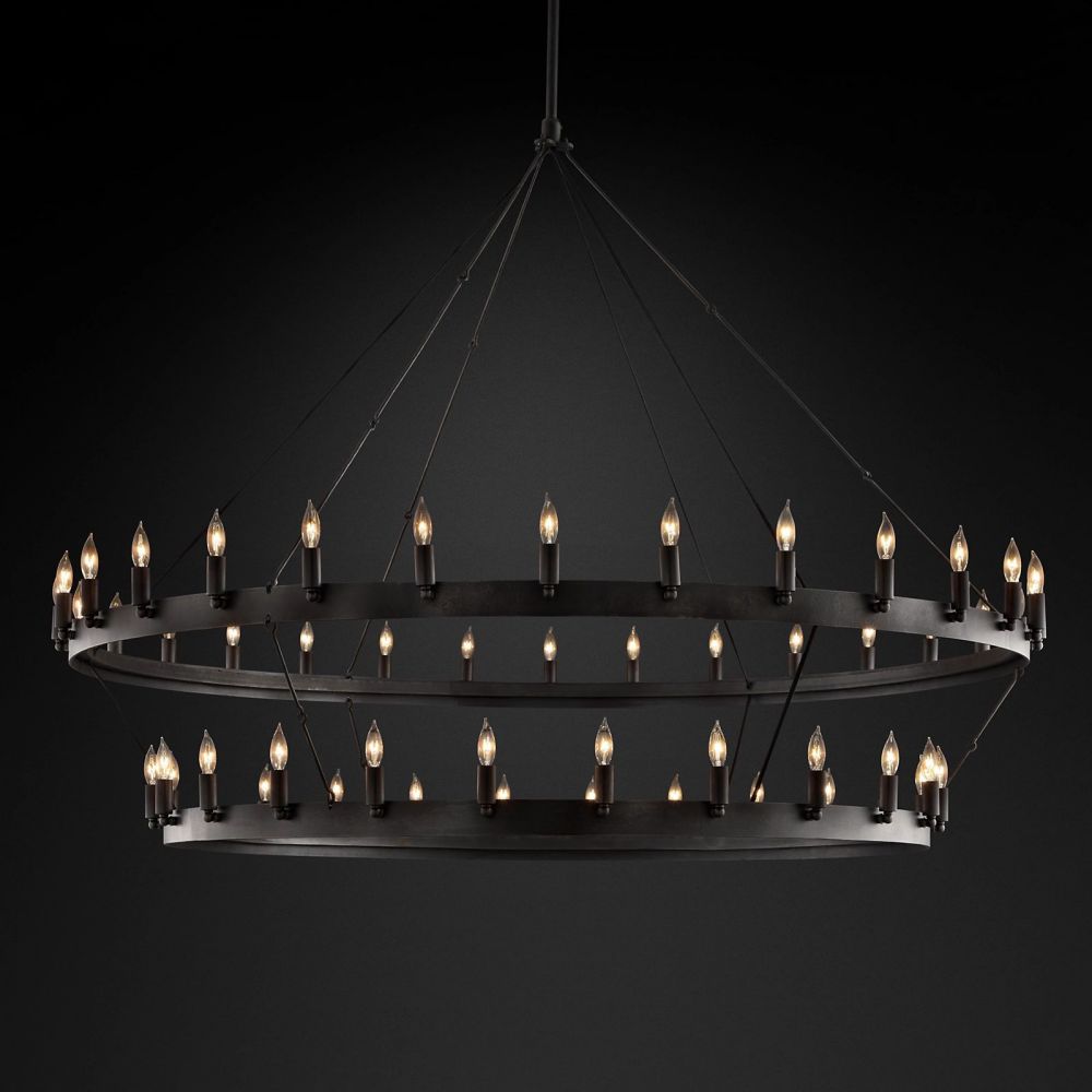 Camina Vintage Candelabra 2-Tier Round Chandelier 63''D