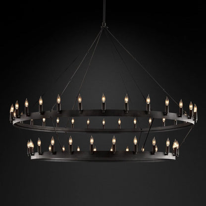 Camina Vintage Candelabra 2-Tier Round Chandelier 63''D