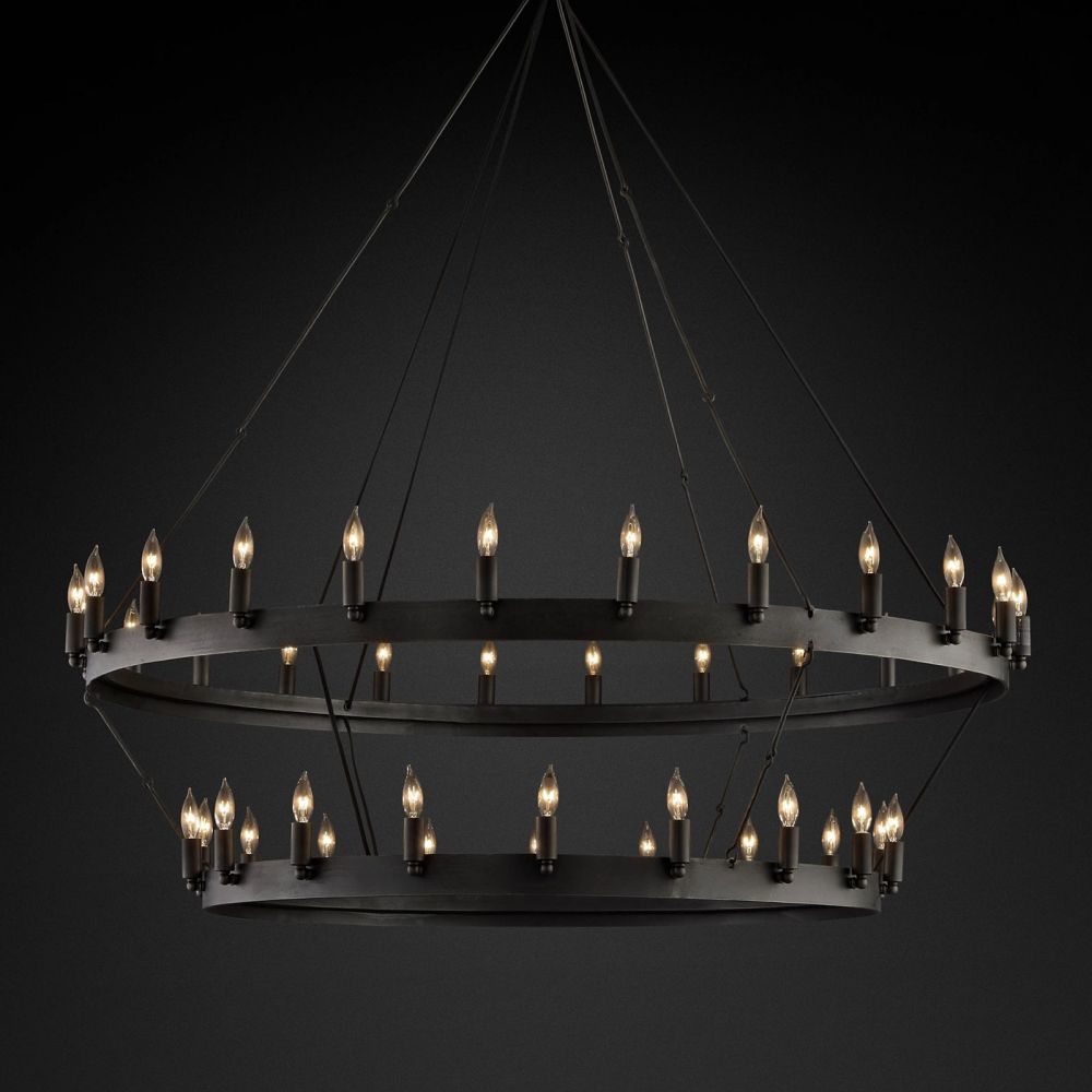 Camina Vintage Candelabra 2-Tier Round Chandelier 50''D
