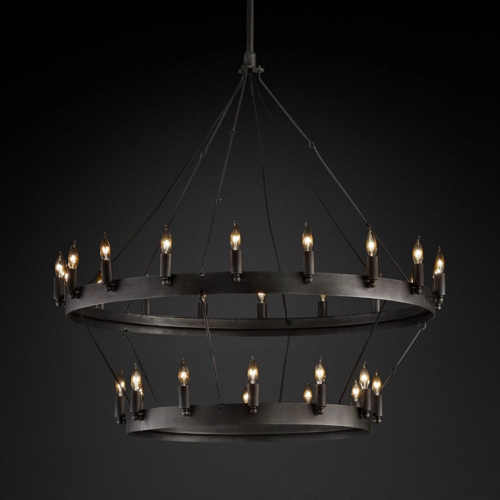 Camina Vintage Candelabra 2-Tier Round Chandelier 38''D