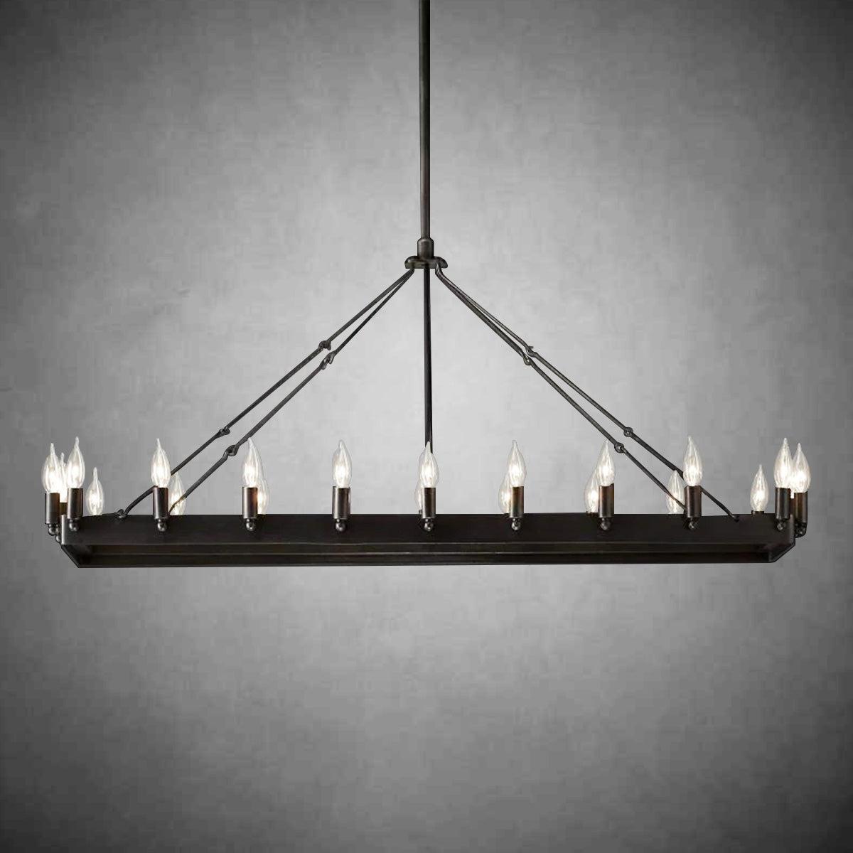 Camina Vintage Candelabra Rectangular Chandelier 41''52''