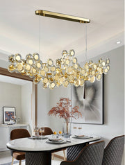 Blushlighting® Gold Rectangular Crystal LED chandelier for living room, kitchen island