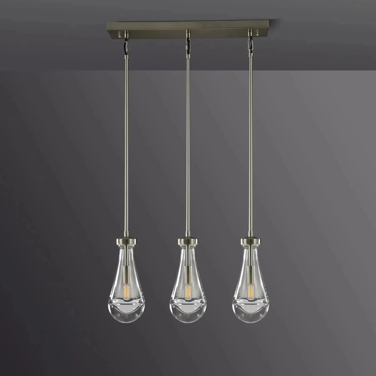 Raindrop Linear Chandelier 3-Light 22"