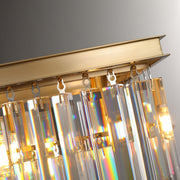 Clavel 2 Tiers Crystal Island Linear Chandelier Brass