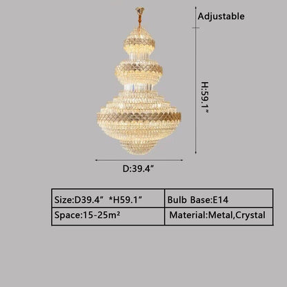 Extra Large Multi-layers GBUd Luxury Crystal Chandelier Modern Empire Decrative Crystal Light For Living Room/Foyer/Staircase