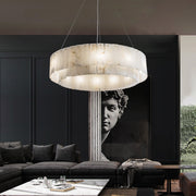 Blus Lighting Kimberley Handcrafted Alabaster Round Chandelier, Living Room Chandelier Fixtures