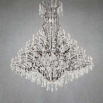 19th C. Romoco Iron & Crystal Round Chandelier 101"