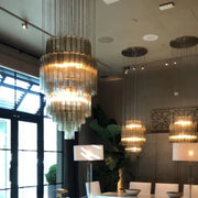 Luxury Italian Style Tubular Glass Chandelier With Chrome Finish