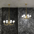 Blus Lighting Modern Luxury Alabaster Chandelier, Pendant Brass Chandelier