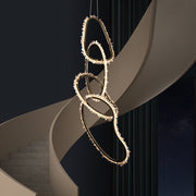 Mamie Rock Crystal 5 Rings Chandelier, Upscale Restaurants Lamp