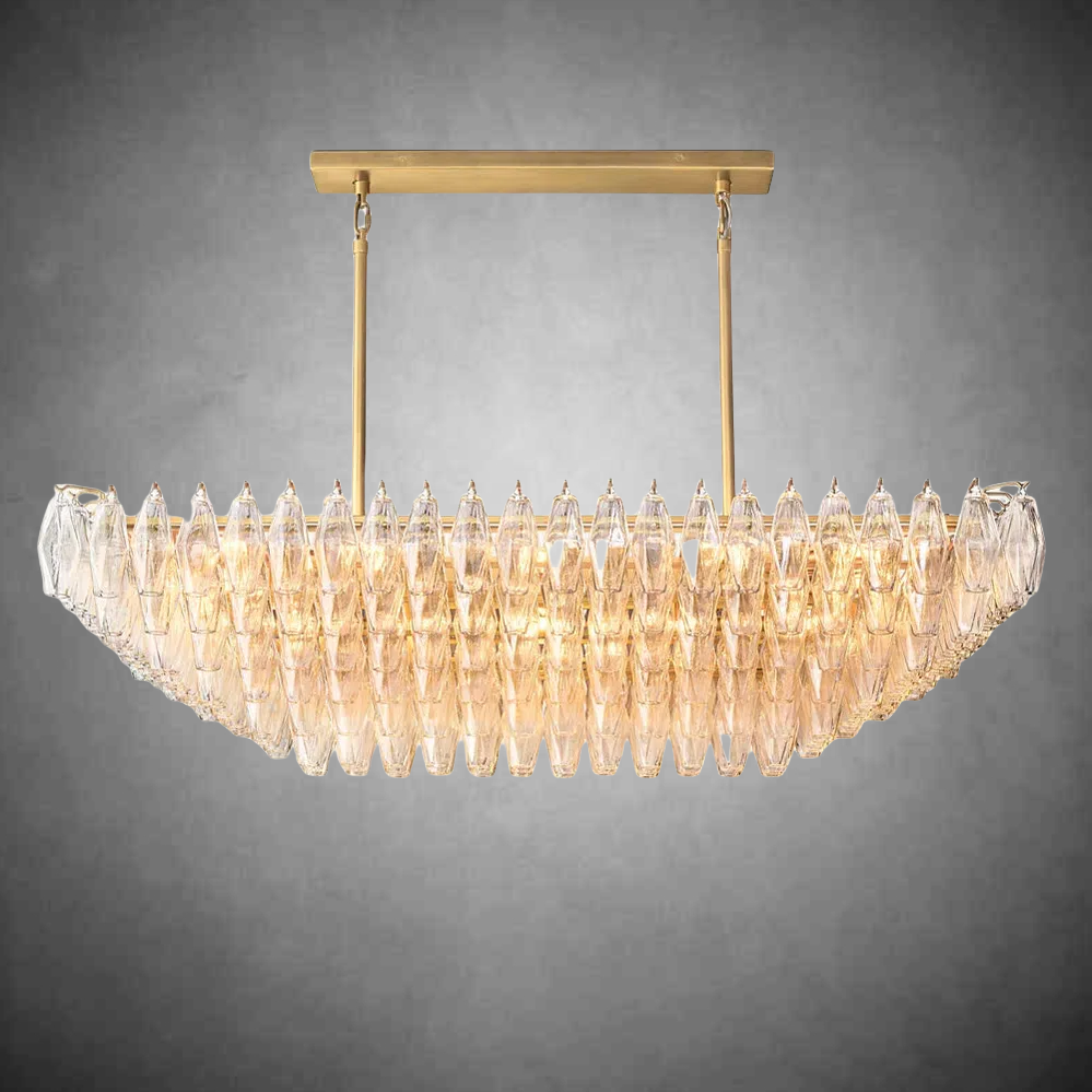 Chiaravalle Glass Tired Rectangular Chandelier 54"74''