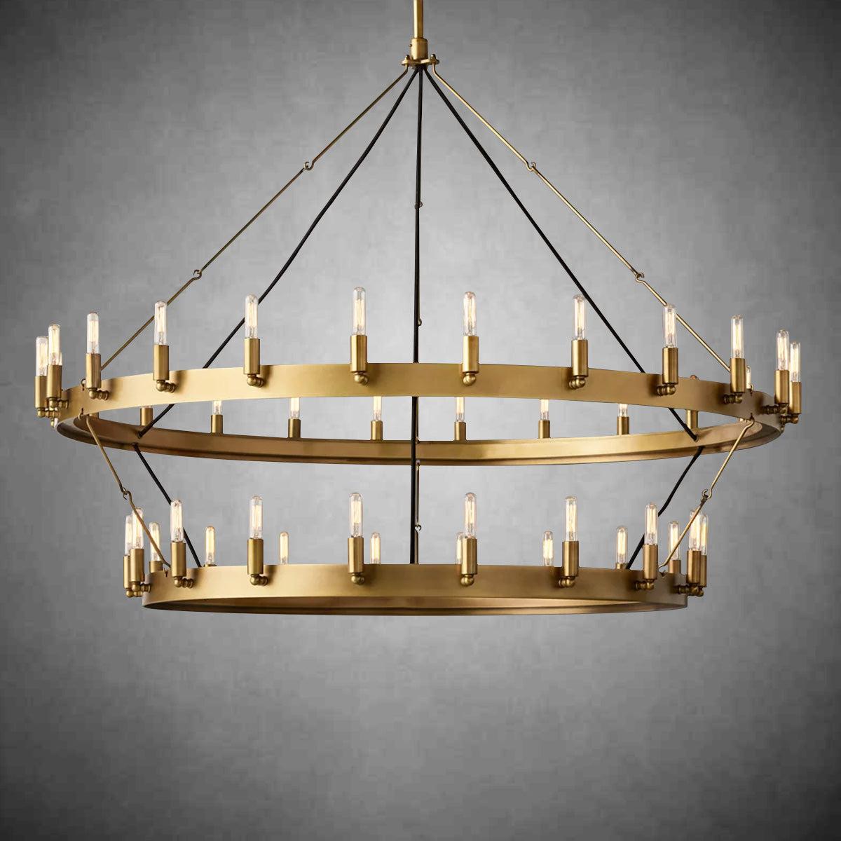 Camina Vintage Filament Two-Tier Round Chandelier 71"