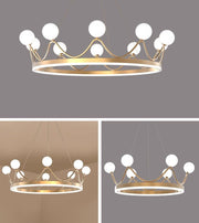 Blushlighting® Cute Crown Design Round Glass Creative Led Hanging Chandelier