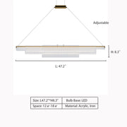 L47.2"*H8.3"  BUYnBLUE Hanging lamp Ombria Deluxe  Coax Pendant    Nordic Art Long Multi-Layer Cylinder Avant Pendant Chandelier for Dining Room, pipe, gold, bar, kitchen island, dining area