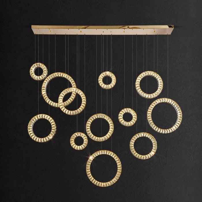 Modern Multi GBUd Donuts Shape Crystal Chandelier Ring Round Light Fixture for Foyer Staircase/ Living Room/ Bar/ Hotel Lobby/ Entryway/ LOFT