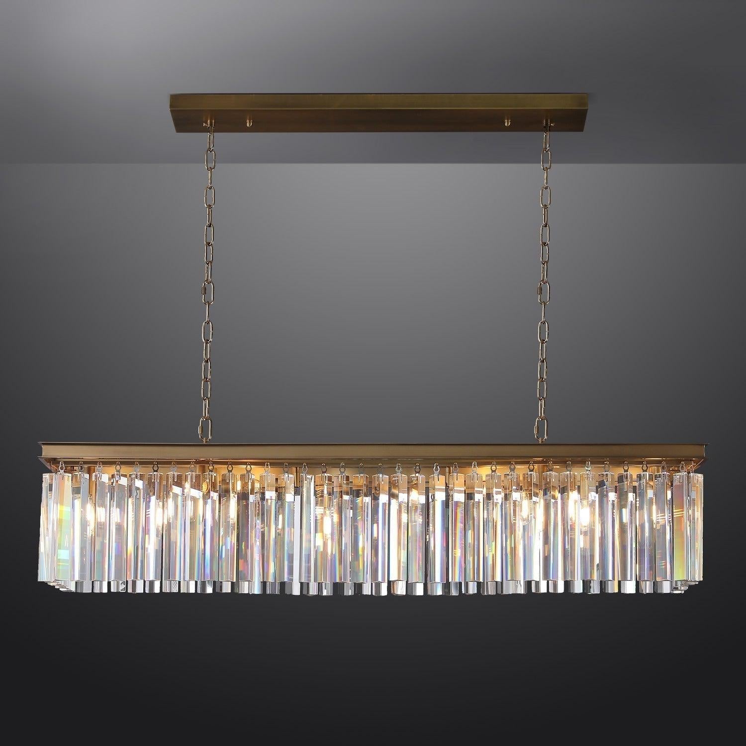 RhysBU Rectangular Crystal Chandelier 49"