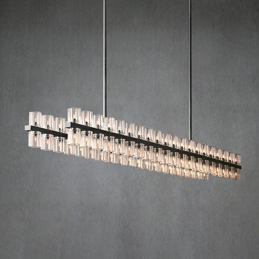 Arcachen Crystal Rectangular Chandelier 72"