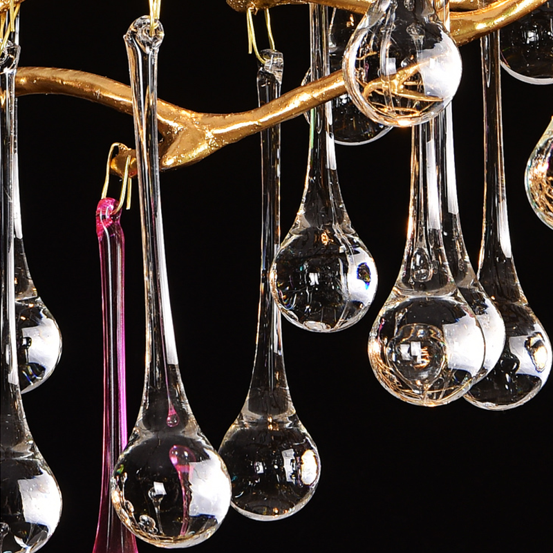 Avis CBUorful Crystal Raindrop Aluminum Branch Chandelier - Ineffable Lighting