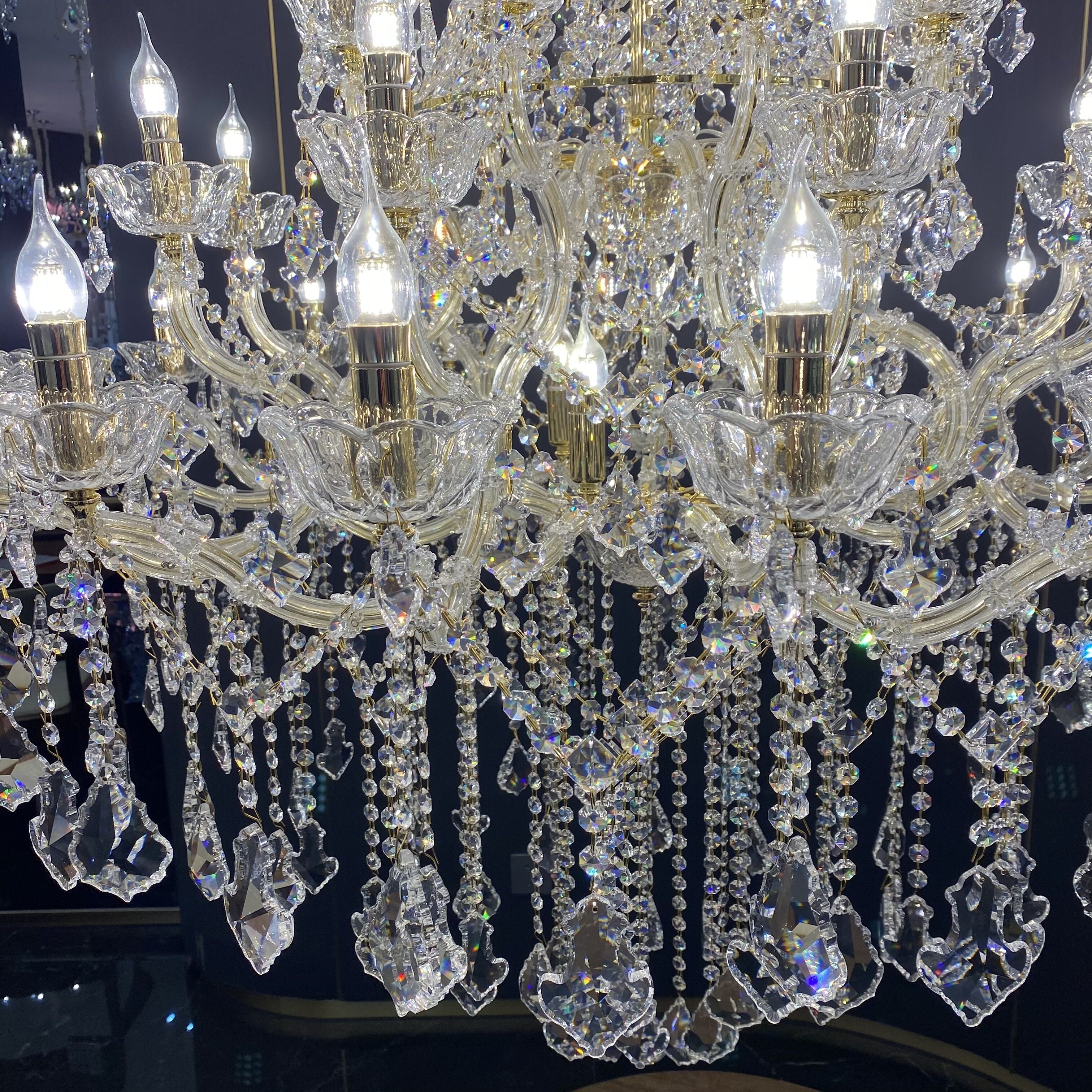 Extra Large French Candle Crystal Branch Chandelier for Foyer and Staircase