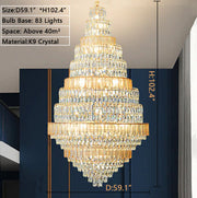 Extra Large Modern Honeycomb-shaped Crystal Chandelier Luxury Light Fixtures for Foyer Staircase/ High Ceiling Room/ Big Hallway/ Hotel Lobby/ Entryway/ Sample Show Room/ Sales Center