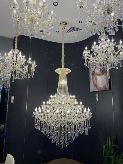 Extra Large French Candle Crystal Branch Chandelier for Foyer and Staircase