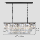 3-Tier Odeon Crystal Fringe Rectangular Chandelier